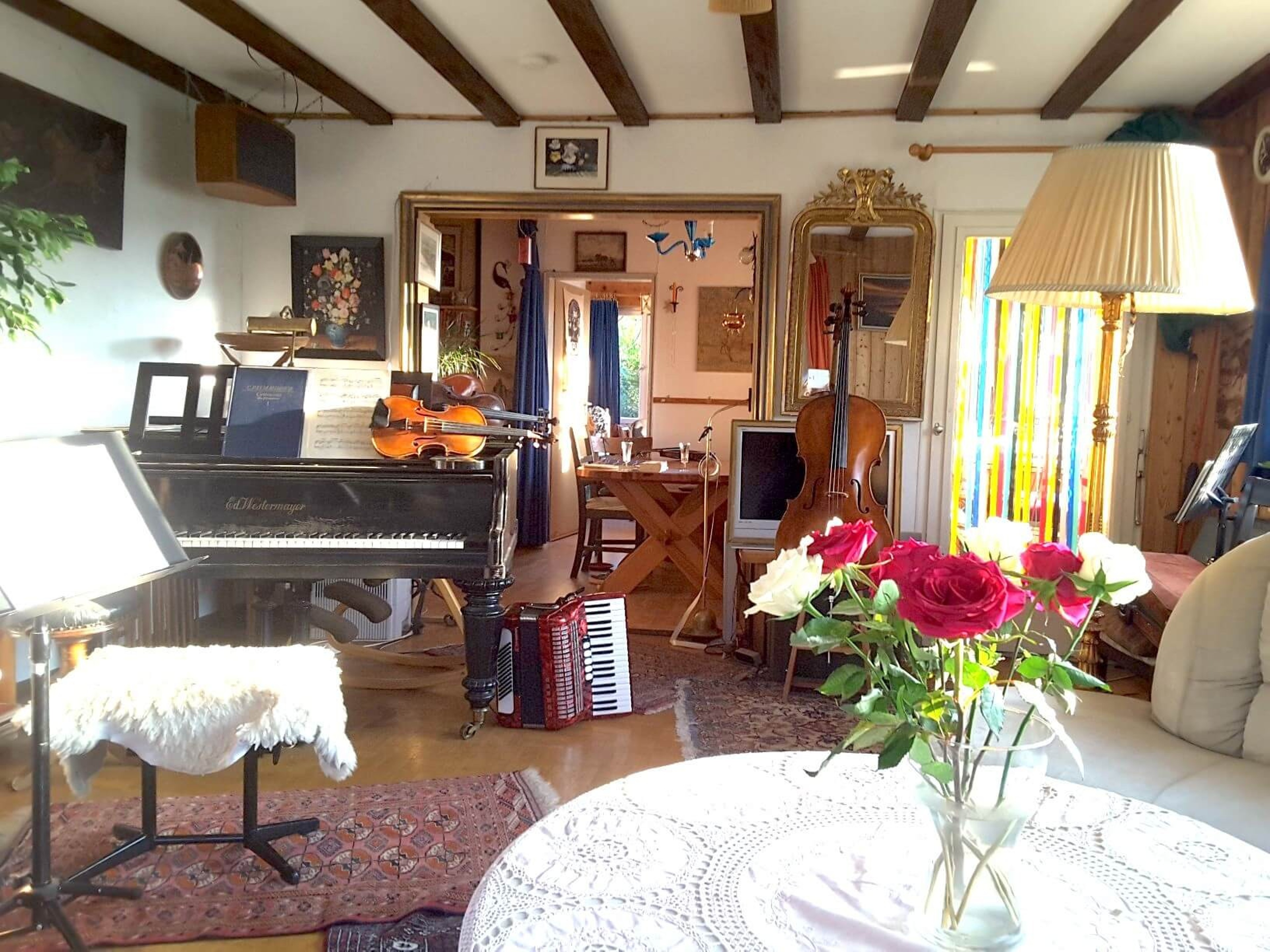 Grand Piano in black forest house