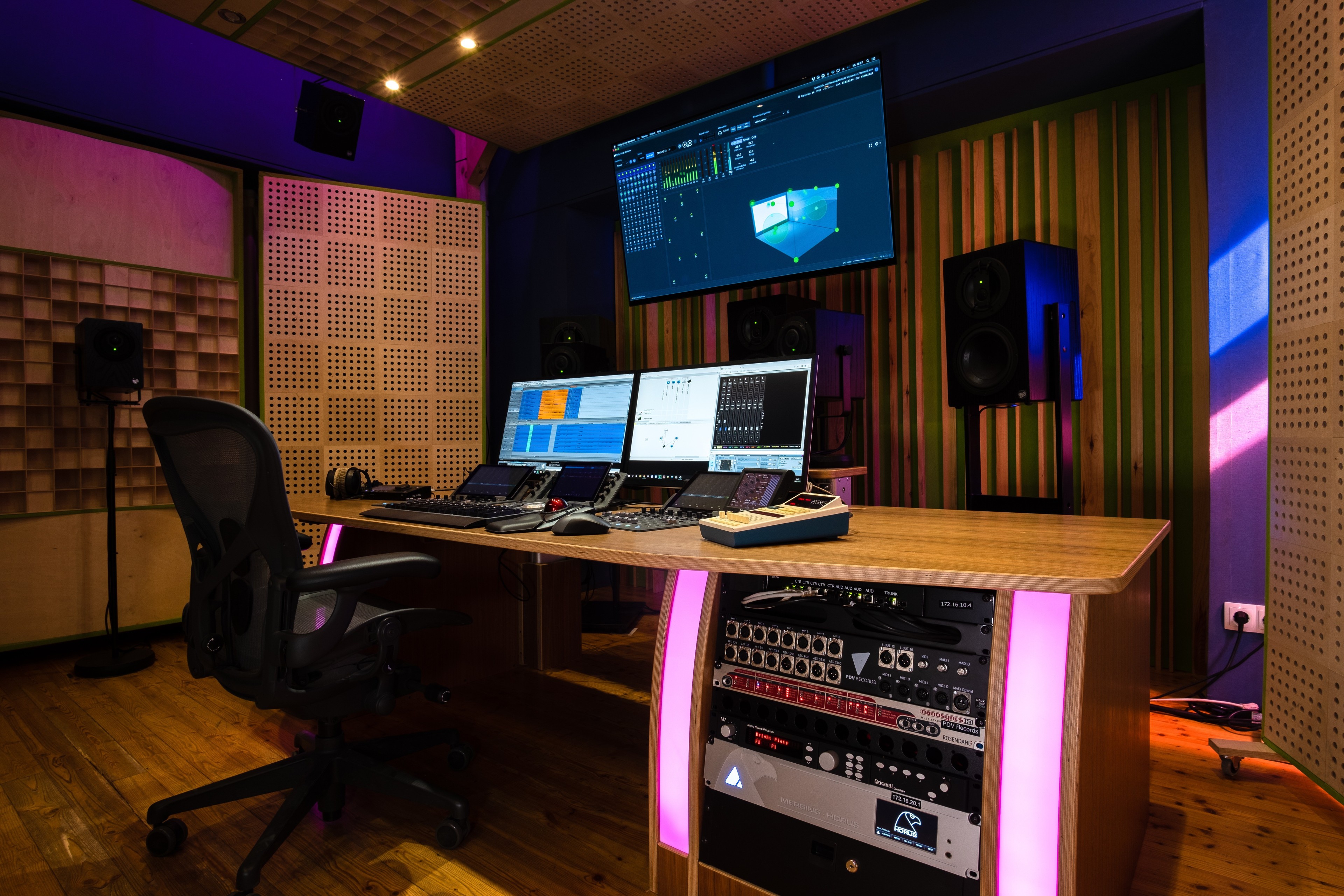 Professional postproduction studio with Dolby Atmos
