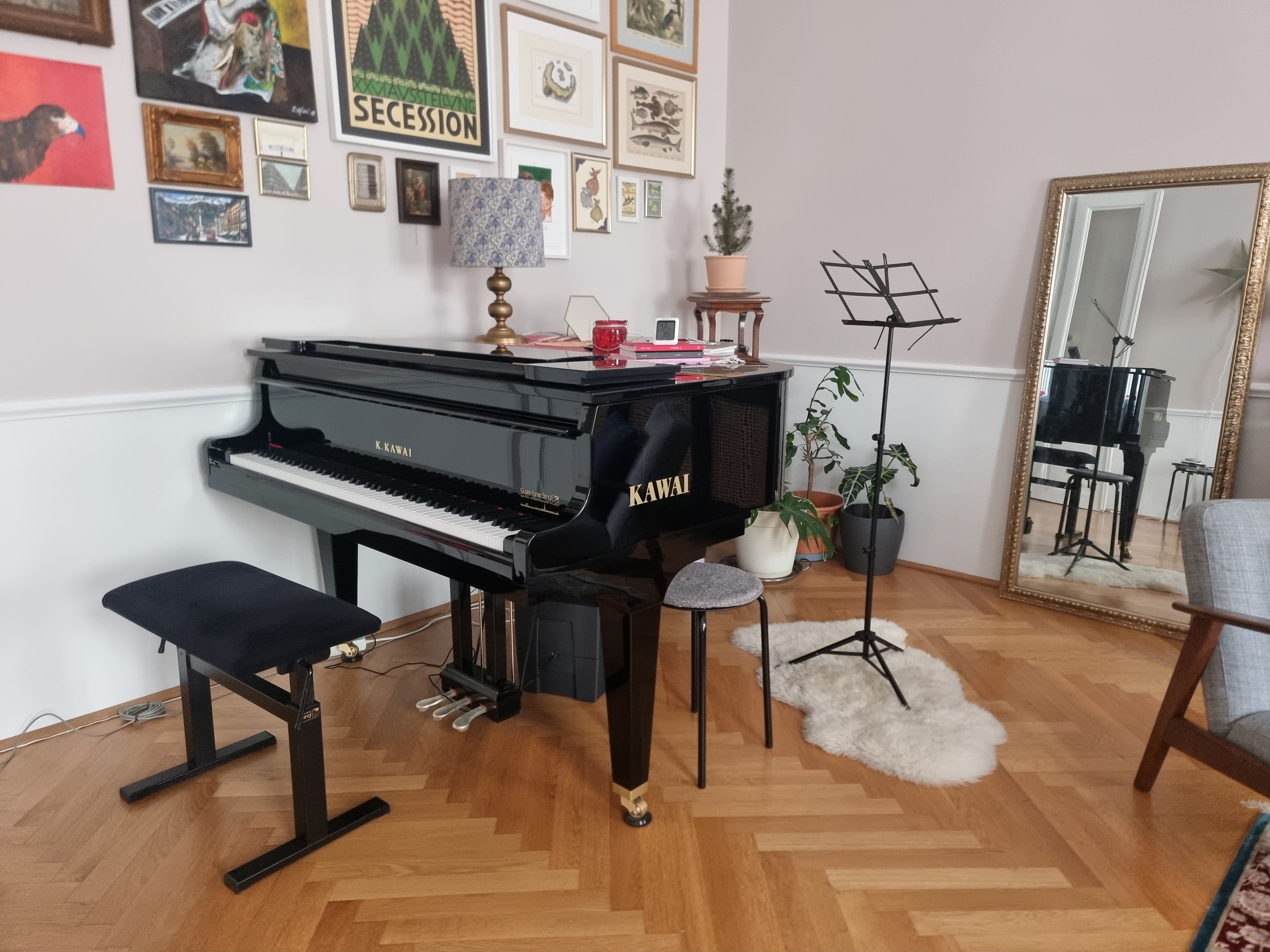 Beautiful piano practice room in the center