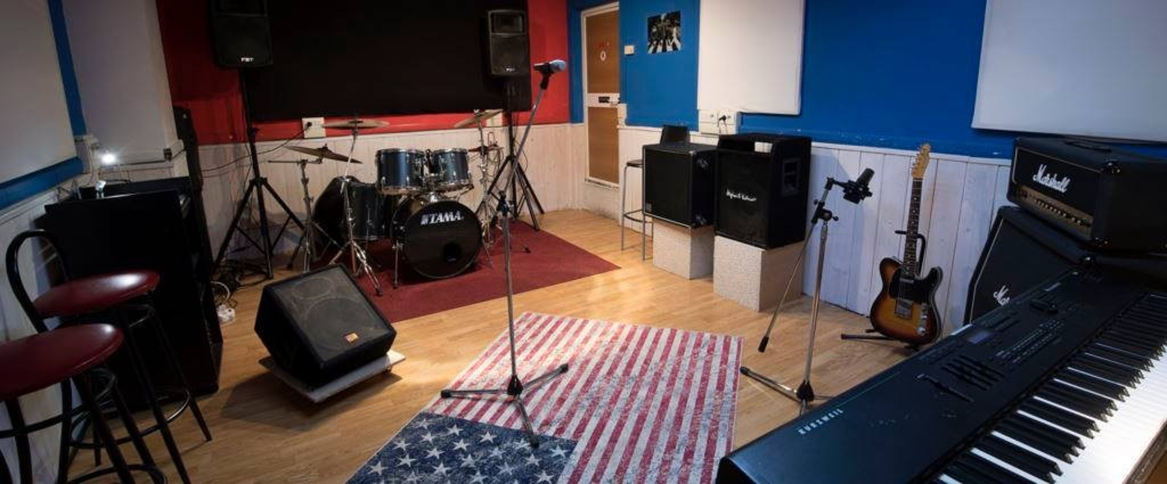 Spacious rehearsal room and recording studio