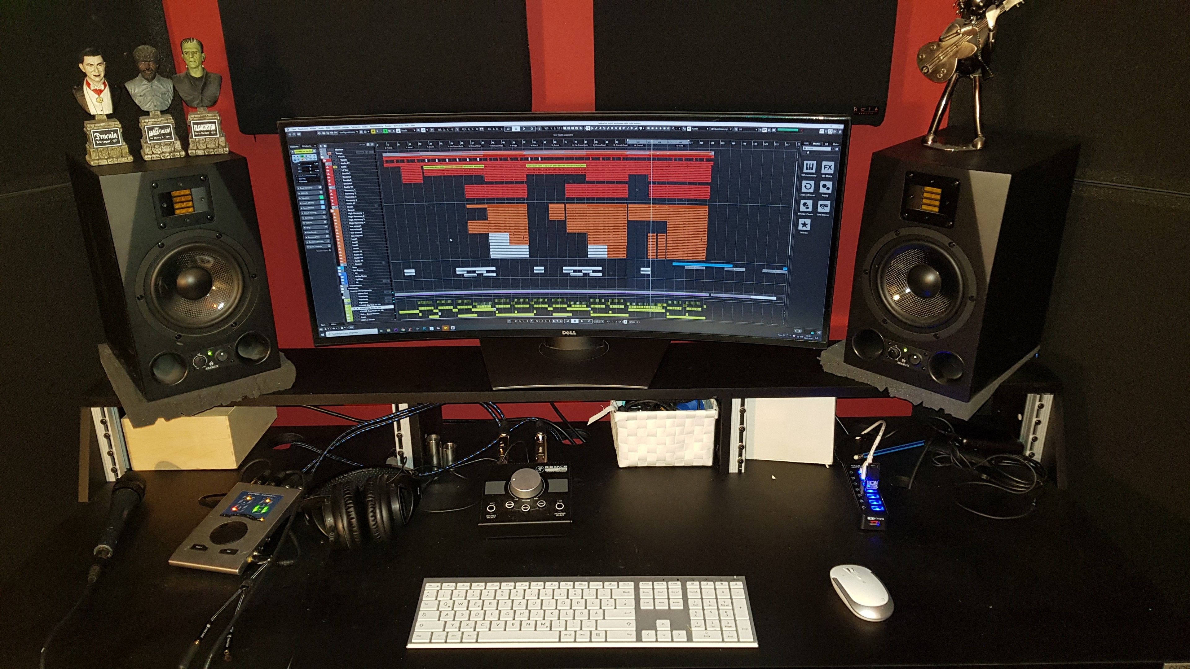 Cozy music studio with mixing area and vocal booth