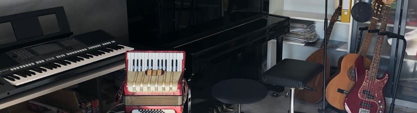 Schöner Raum mit Piano, Keyboard, Synthesizer, Akkordeon, Gitarren